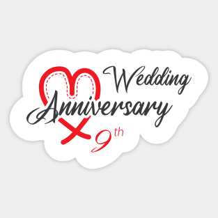 9th Wedding anniversary Sticker